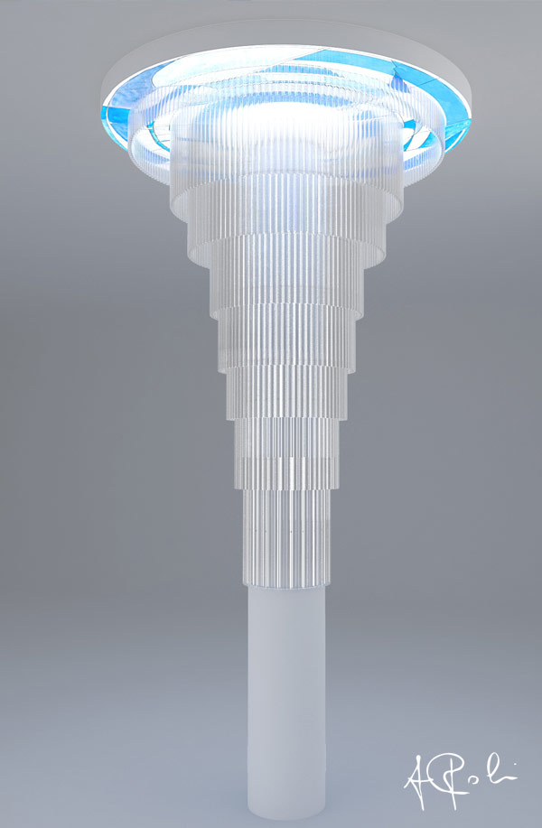Progetto lampadario in vetro soffiato